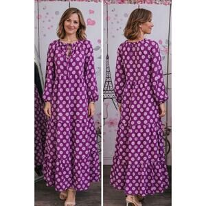 #144 MSRP $45 DOKOTOO BOHO FLORAL PUFF SLEEVE TIERED MAXI DRESS ♡SIZE L♡